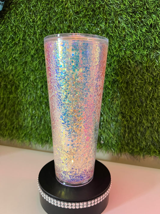 24oz Acrylic tumbler white glitter