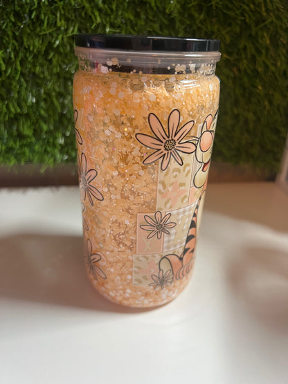 Glitter 16oz snow globe tumbler- Baby tig