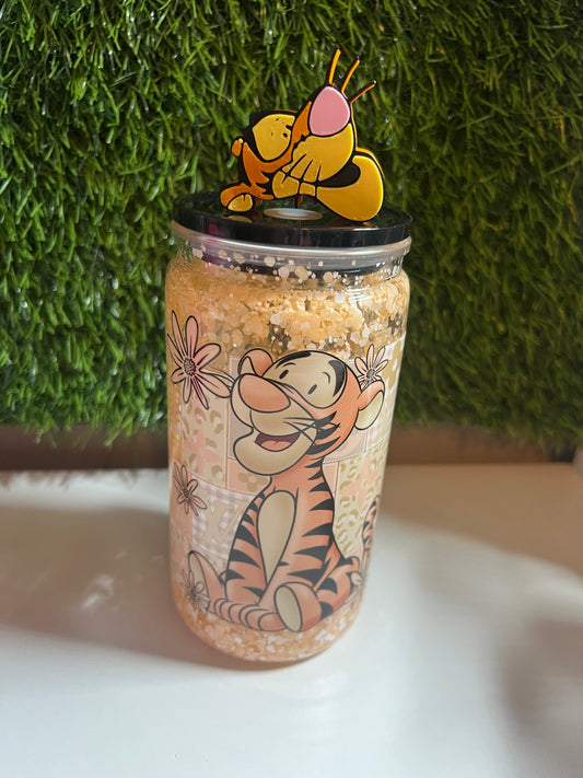 Glitter 16oz snow globe tumbler- Baby tig