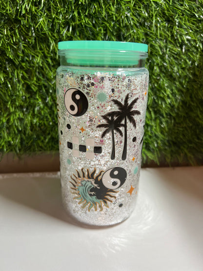 Glitter 16oz Acrylic snow globe tumbler- Chill out