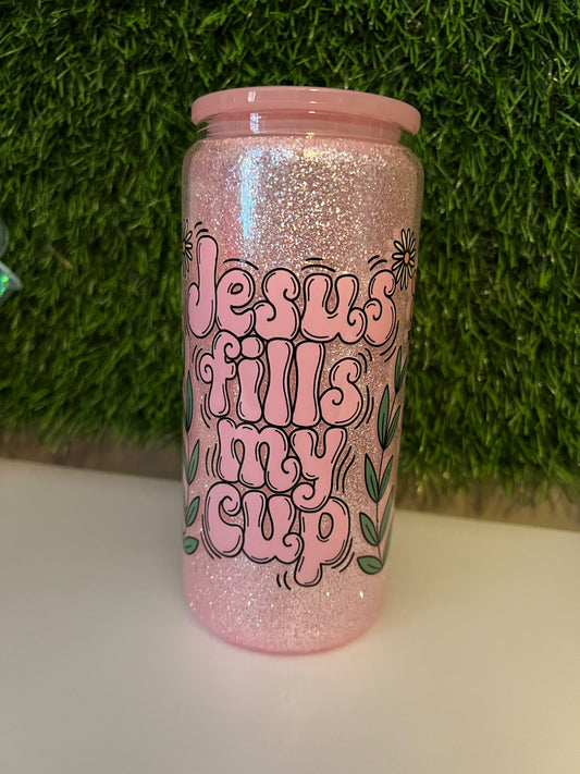Glitter 16oz snow globe _ Jesus fills my cup