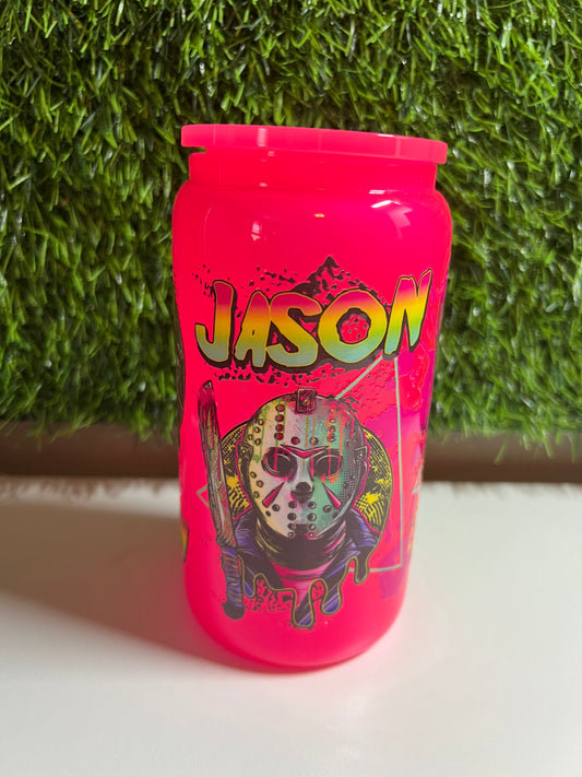 Solid neon pink 16oz cup- Jason