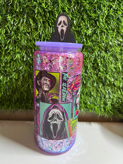 Glitter 16oz snow globe - Neon horror guys