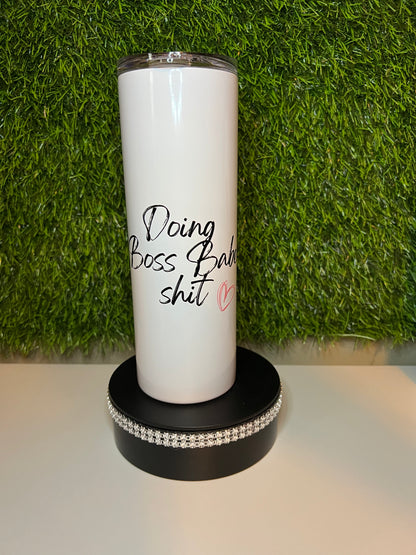 SS Skinny white 20oz tumbler Boss Babe