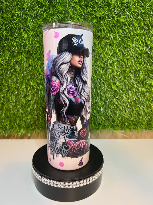 SS Skinny 20oz tumbler Tatted girl Don't explain