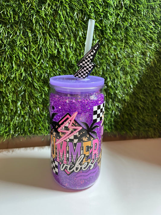 Diamond 16oz snow globe tumbler- Summer Vibes