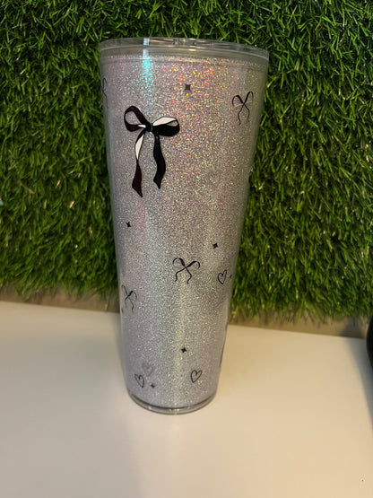 24oz Glitter Acrylic tumbler - Black bows