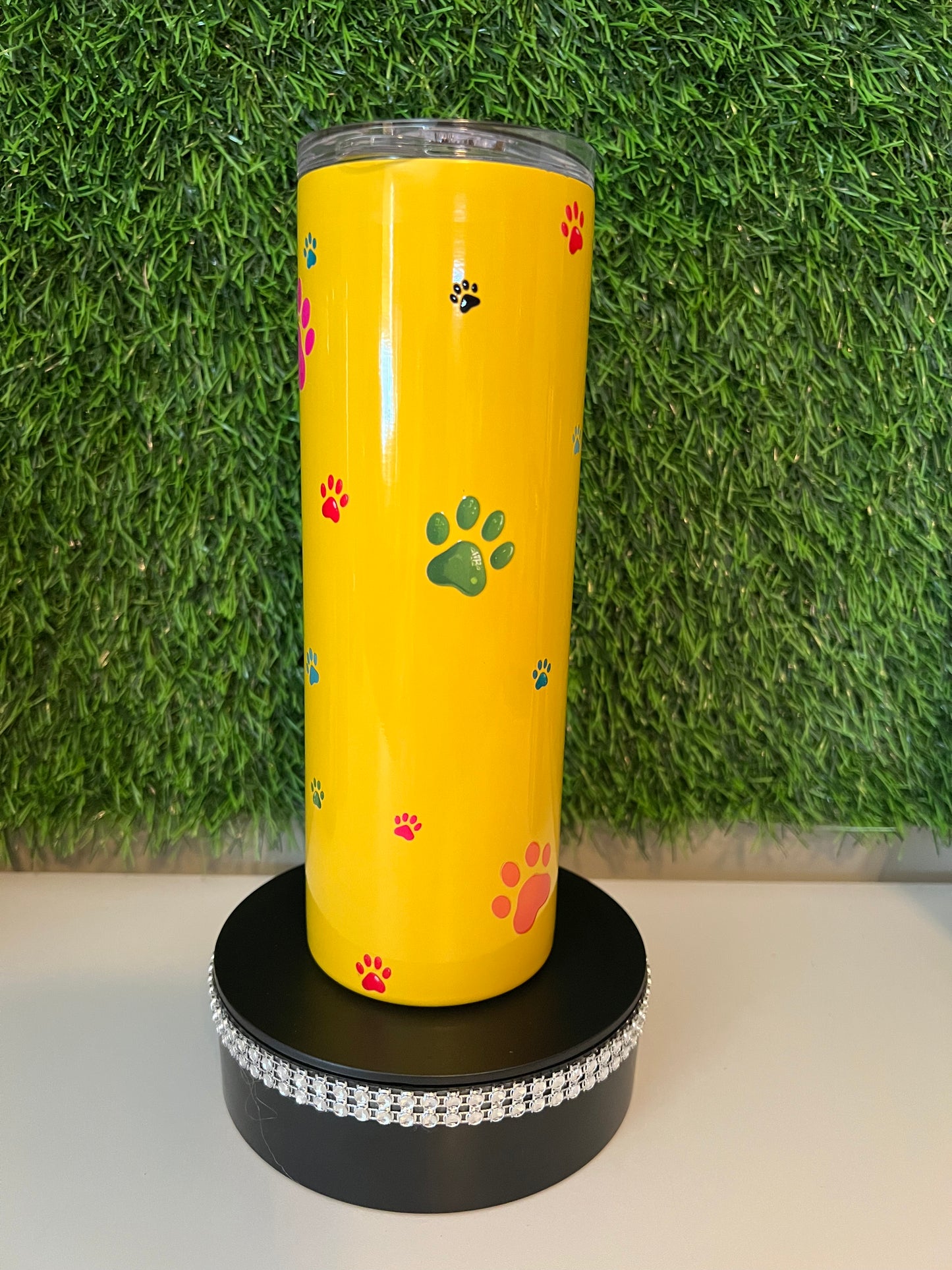 SS Yellow skinny 20oz tumbler Dog mom