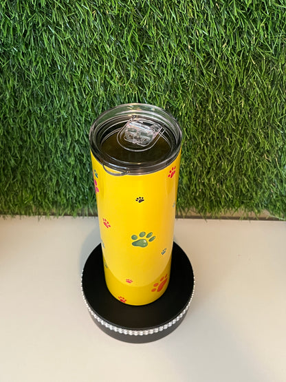 SS Yellow skinny 20oz tumbler Dog mom