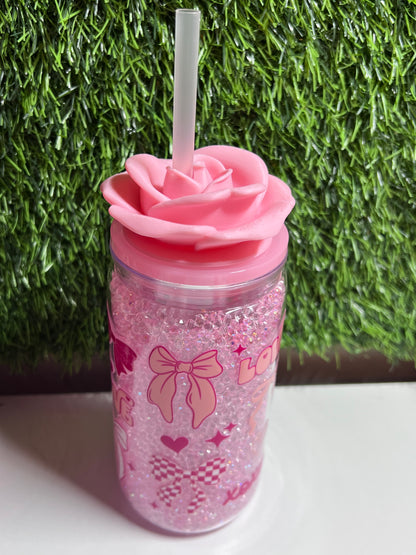 Diamond 16oz snow globe tumbler- Be Mine