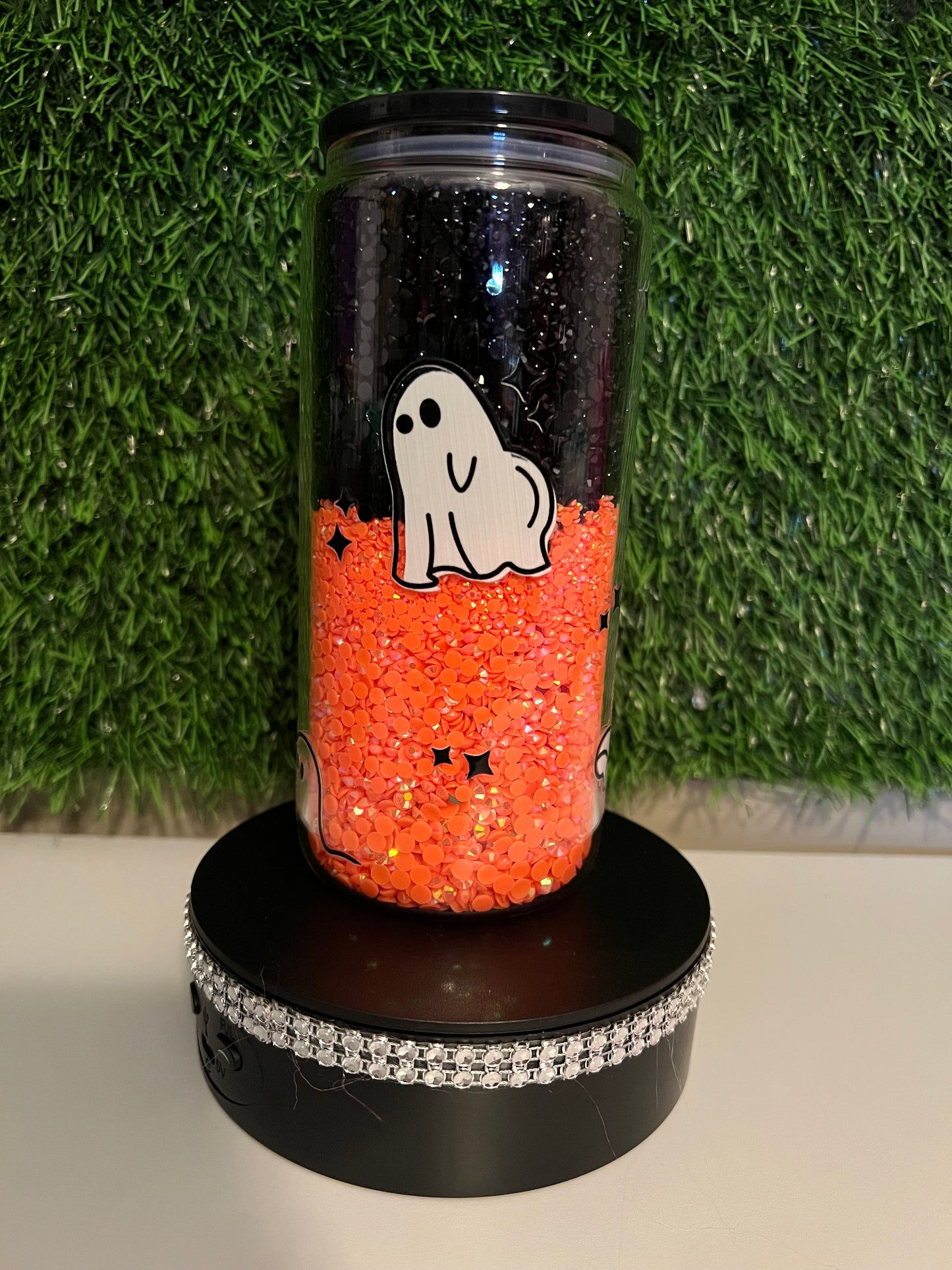 Diamond 16oz snow globe tumbler Ghosts