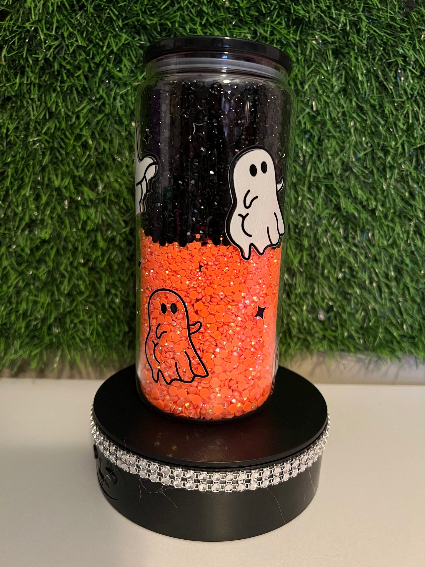 Diamond 16oz snow globe tumbler Ghosts