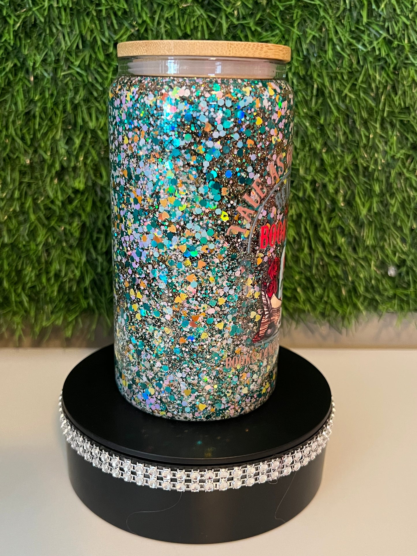 Glitter 16oz snow globe tumbler Book Shop