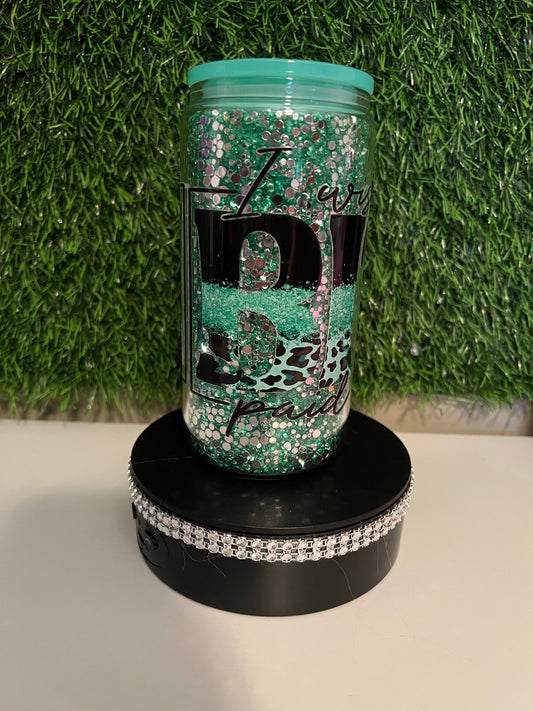 Diamond green 16oz snow globe tumbler B*tch