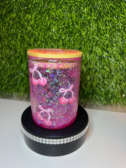 15oz Snow globe mug with handle Cherries