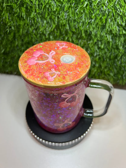 15oz Snow globe mug with handle Cherries
