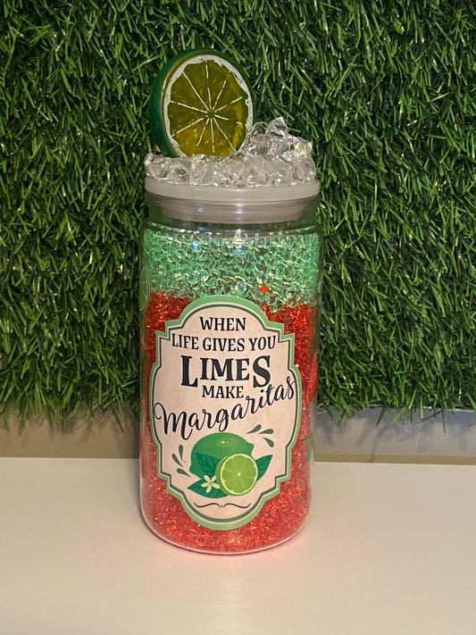 Diamond 16oz snow globe tumbler Margarita limes