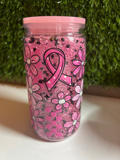 Diamond 16oz snow globe tumbler- We wear Pink