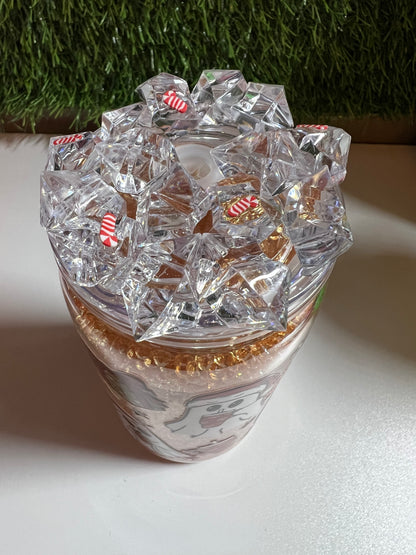 Diamond 16oz snow globe tumbler- Christmas coffee ghostie