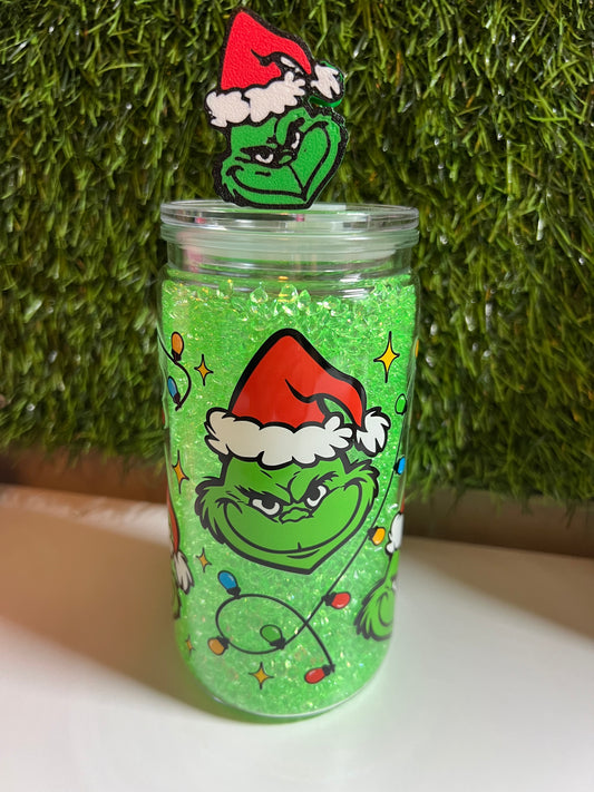 Diamond 16oz snow globe tumbler- Green guy