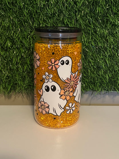 Diamond 16oz snow globe tumbler Floral Ghosts