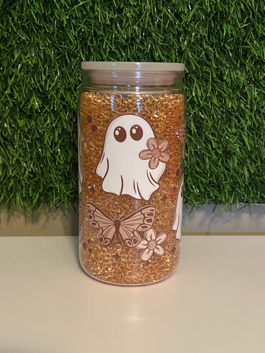 Diamond 16oz snow globe tumbler Beige Ghosts