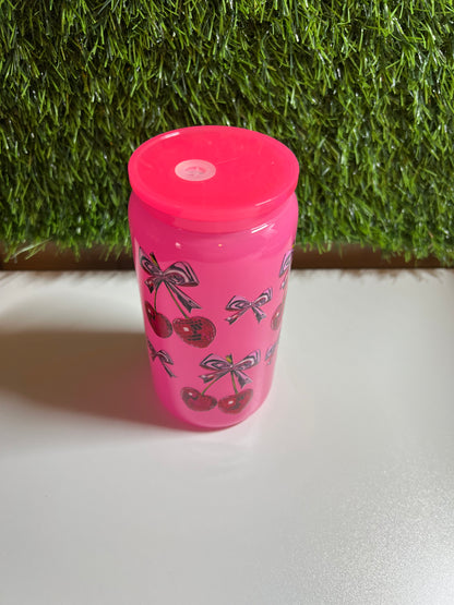 Solid pink 16oz cup- Disco cherries