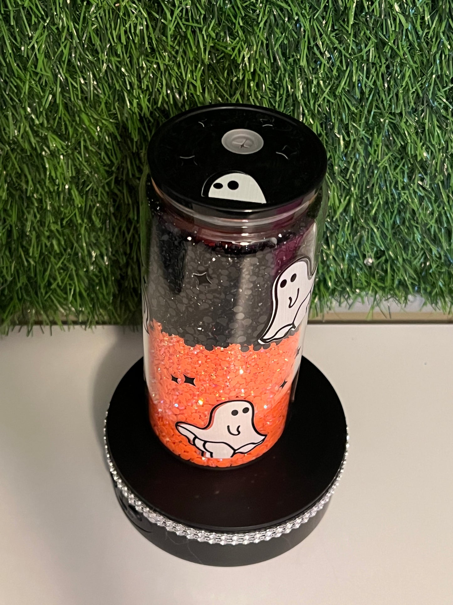 Diamond 16oz snow globe tumbler Ghosts