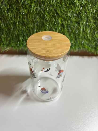 Solid clear 16oz cup- Ghost pumpkin