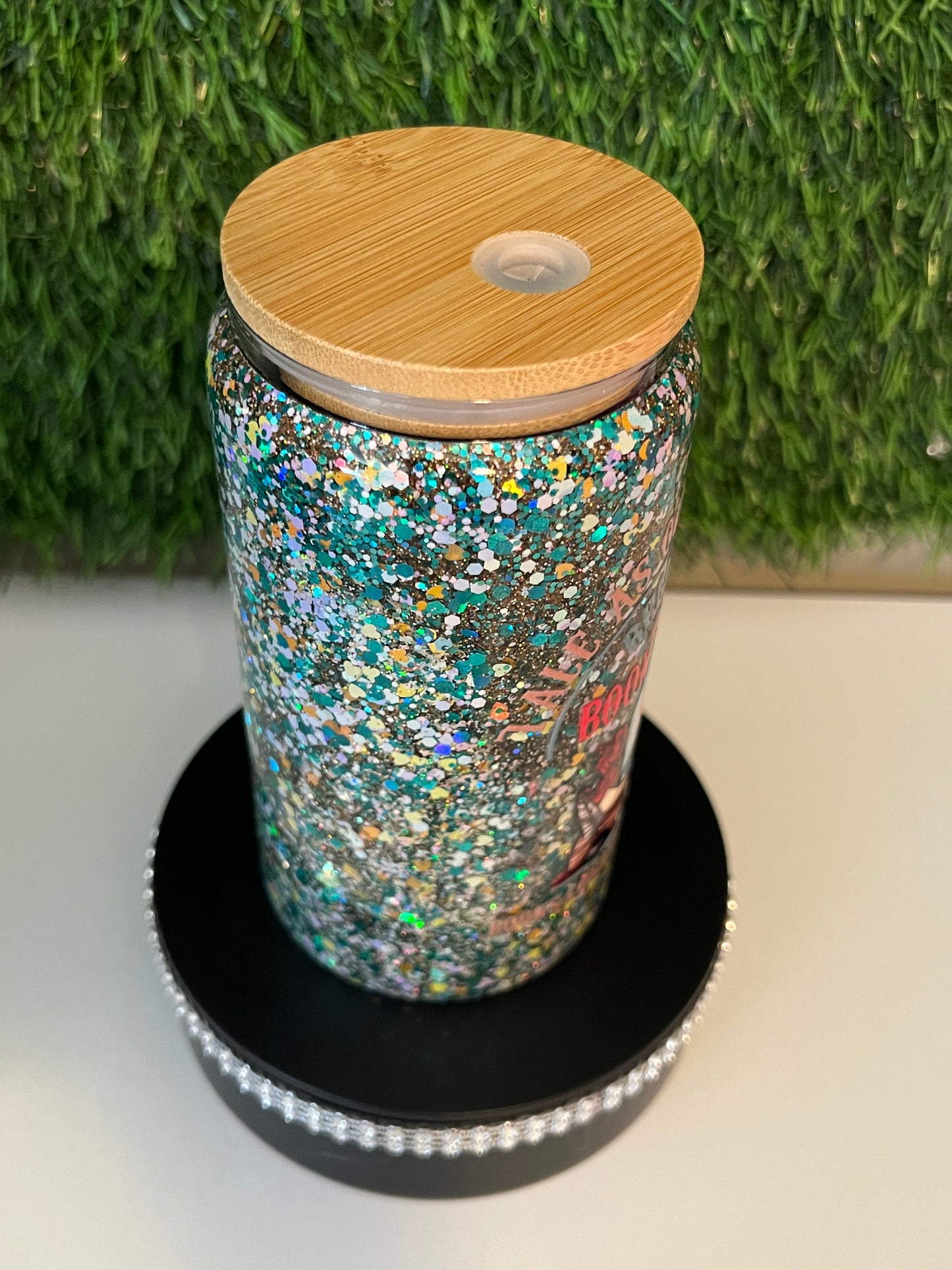 Glitter 16oz snow globe tumbler Book Shop