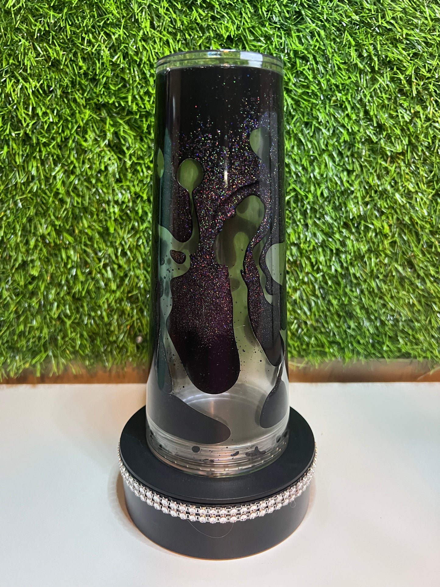 24oz Acrylic lava drip tumbler black glitter