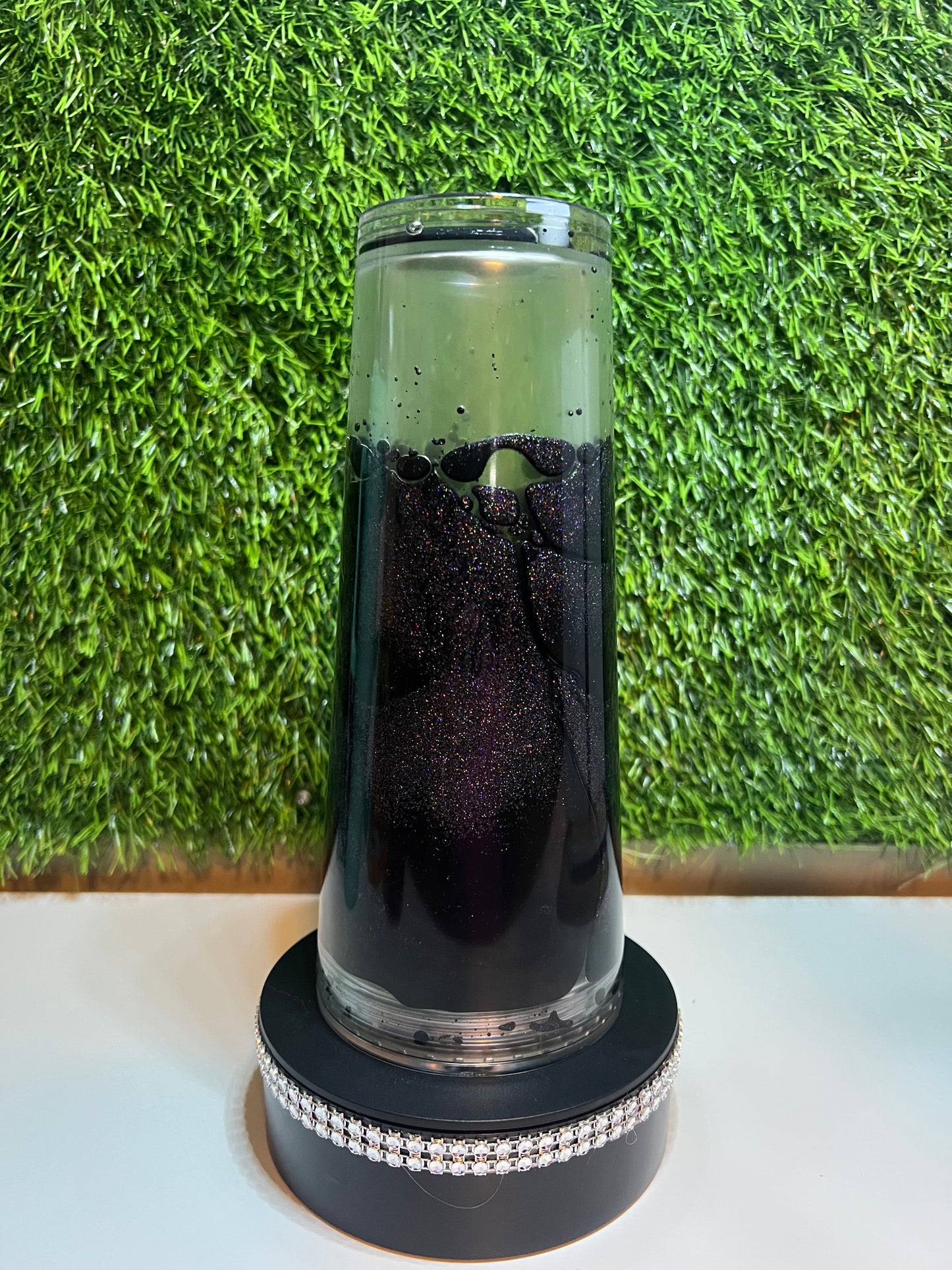 24oz Acrylic lava drip tumbler black glitter