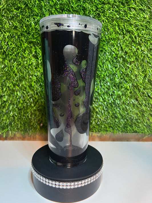 24oz Acrylic lava drip tumbler black glitter