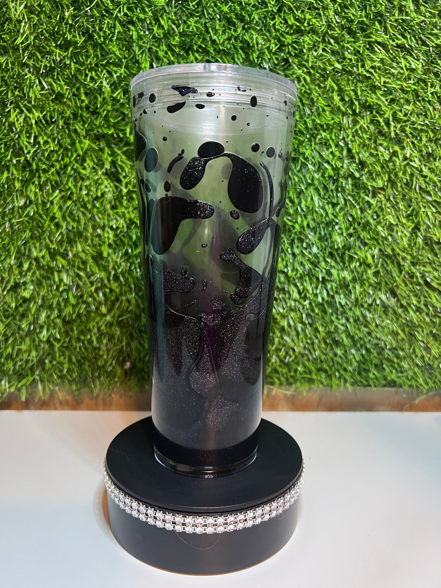 24oz Acrylic lava drip tumbler black glitter