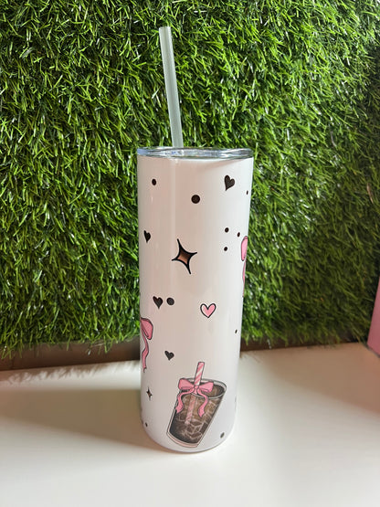 SS Skinny 20oz white tumbler -Morning brew