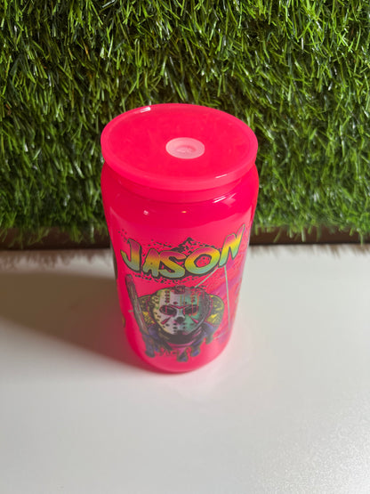 Solid neon pink 16oz cup- Jason
