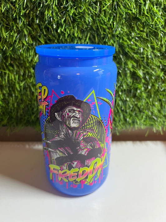 Solid neon blue 16oz cup- Freddy