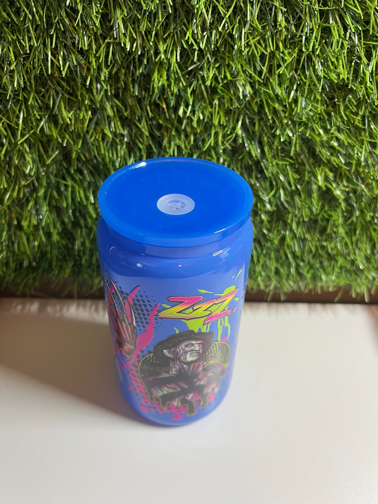 Solid neon blue 16oz cup- Freddy