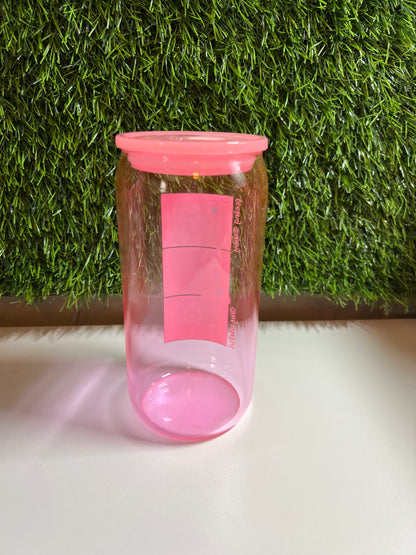 Solid clear pink 16oz cup- Ghost face