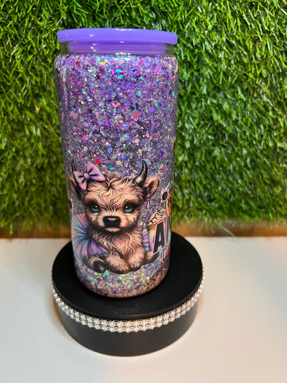 Glitter 16oz snow globe tumbler Anxiety loading