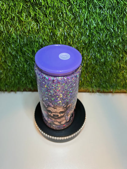 Glitter 16oz snow globe tumbler Anxiety loading