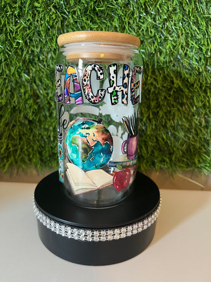 Solid clear 16oz cup- Teacher life