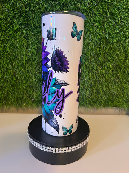 SS Skinny 20oz tumbler Anti Social butterfly