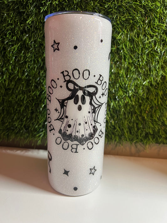 SS Skinny 20oz Epoxy tumbler - B/W Boo ghost