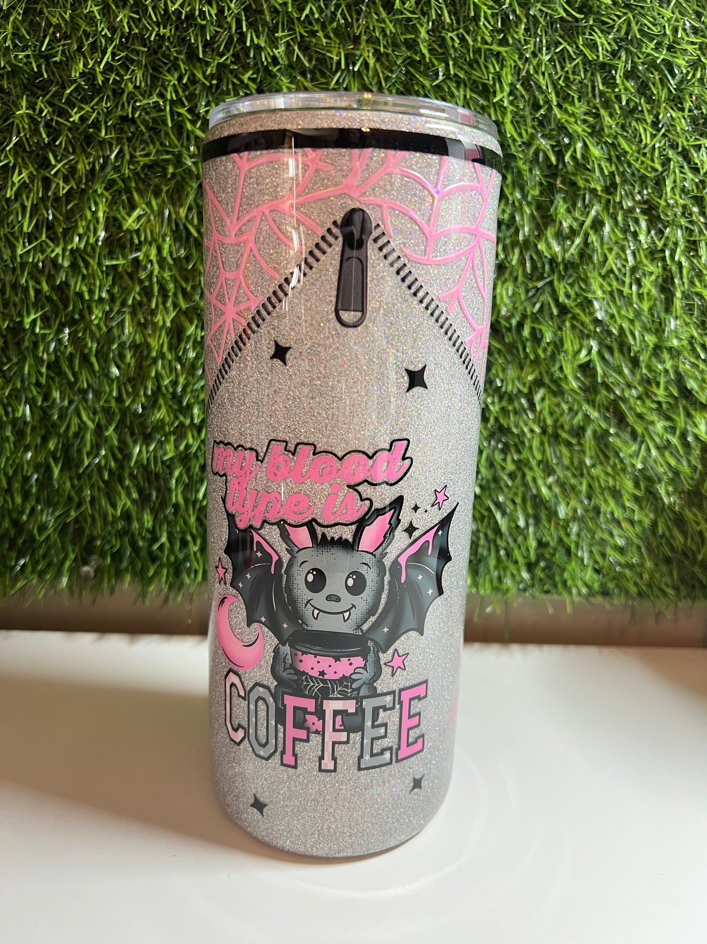 SS 30oz Epoxy tumbler - Blood Type is coffee bat