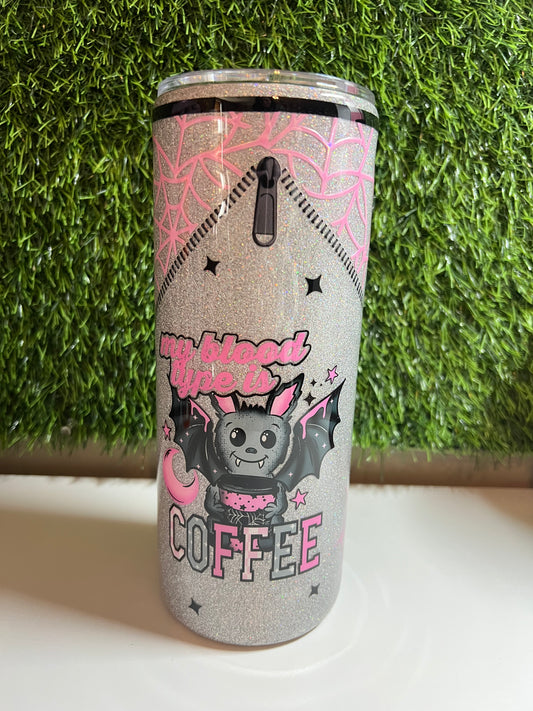 SS 30oz Epoxy tumbler - Blood Type is coffee bat