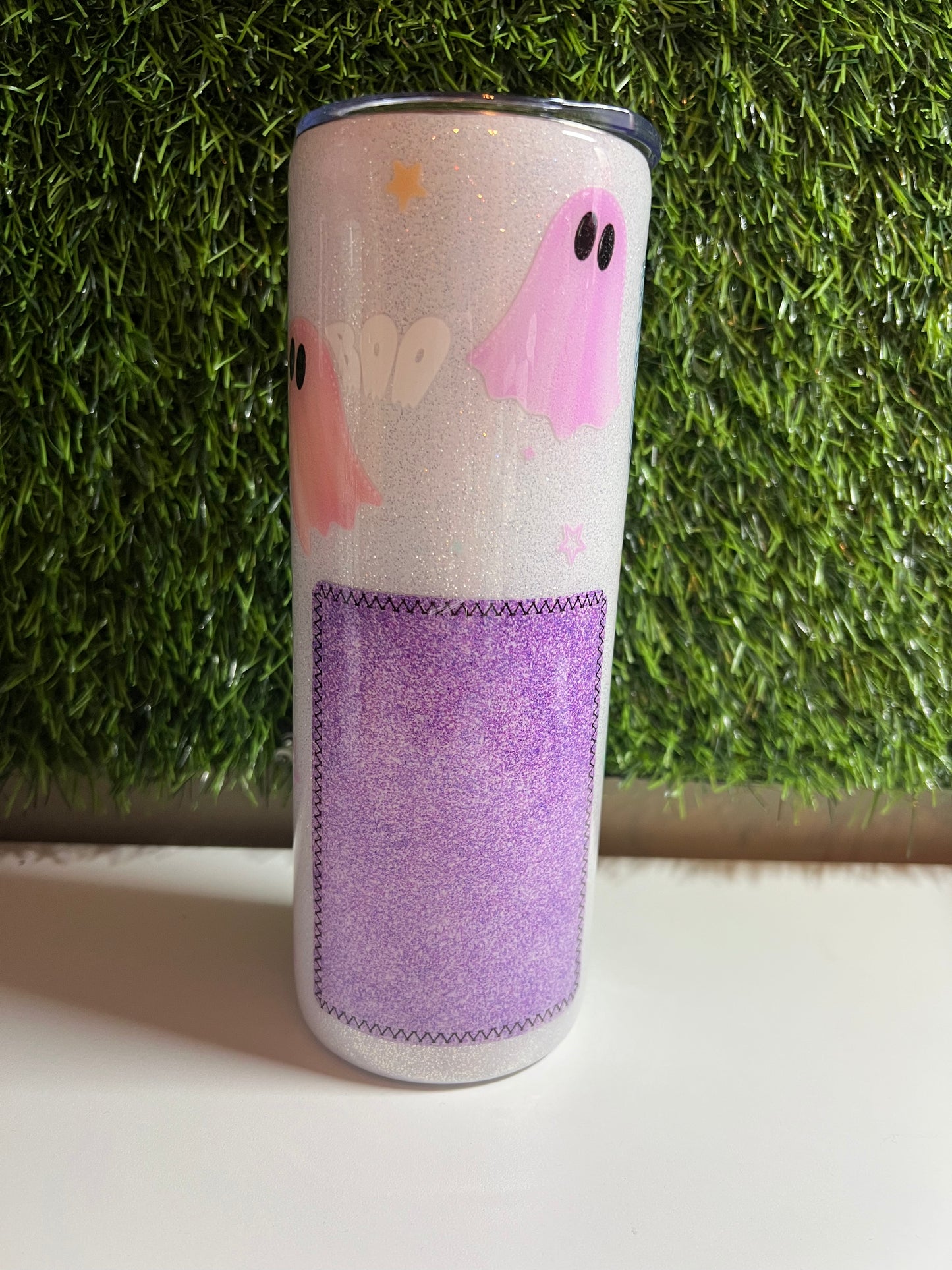 SS Skinny 20oz Epoxy tumbler - Pastel Ghost Patchwork