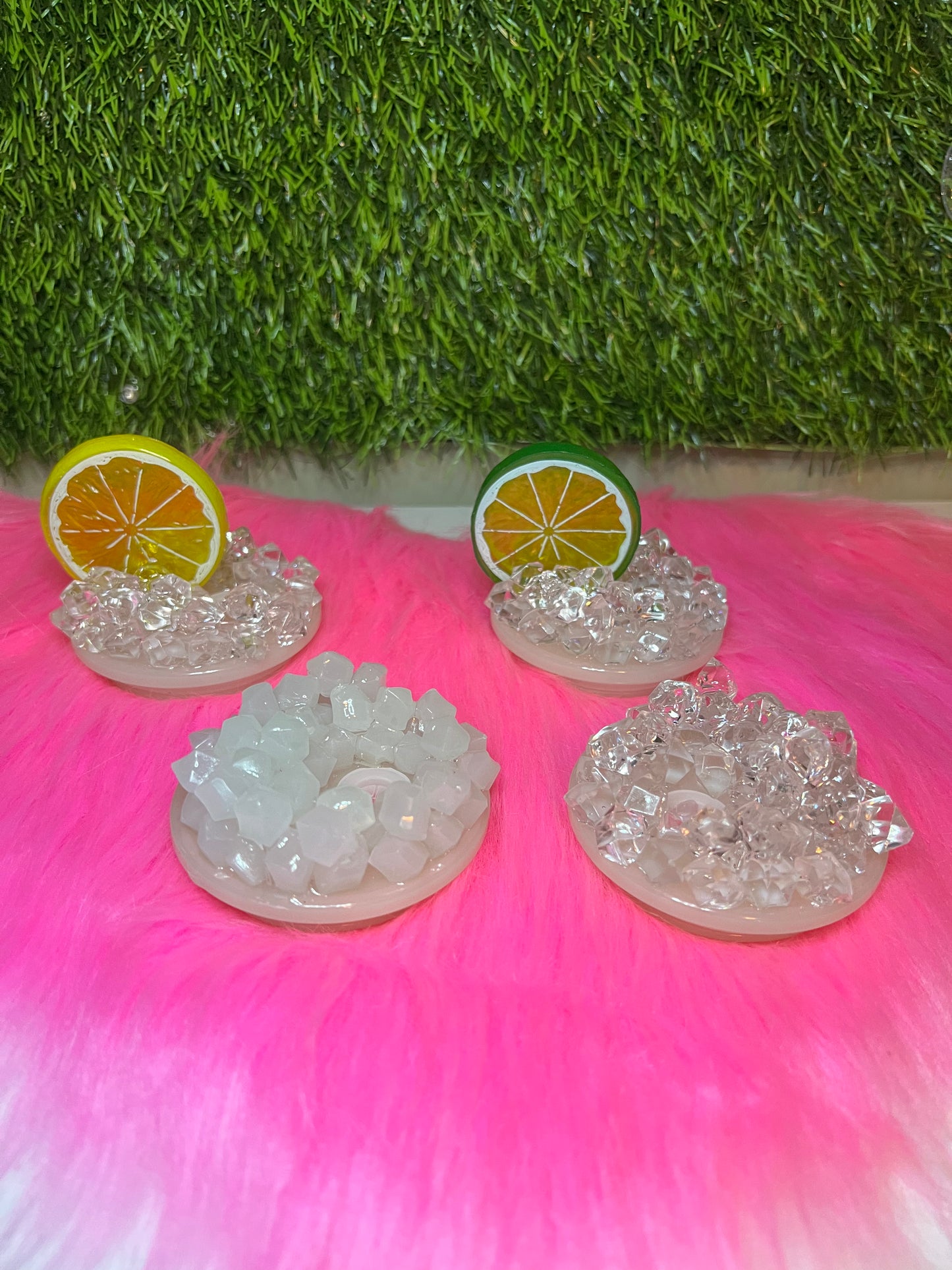 Embellished fake ice lids