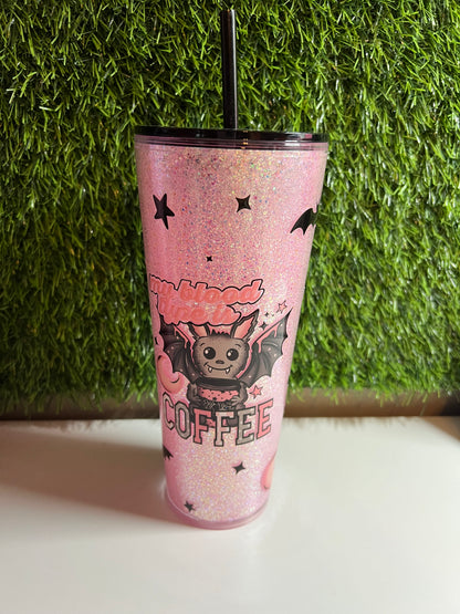 24oz Glitter Acrylic tumbler - My blood type is Coffee
