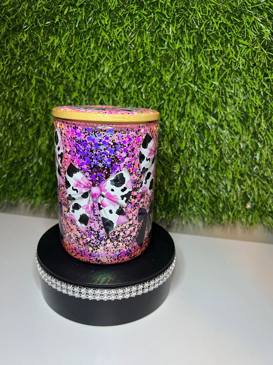 15oz Snow globe mug with handle Cow bows